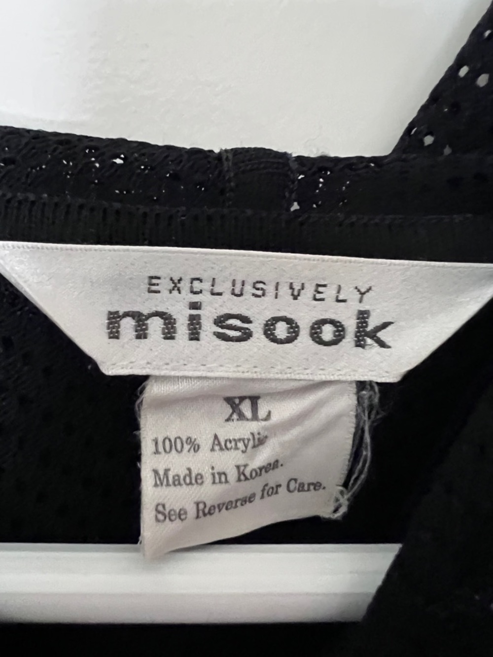 Exclusively Misook full-zip mesh cardigan jacket in black. XL